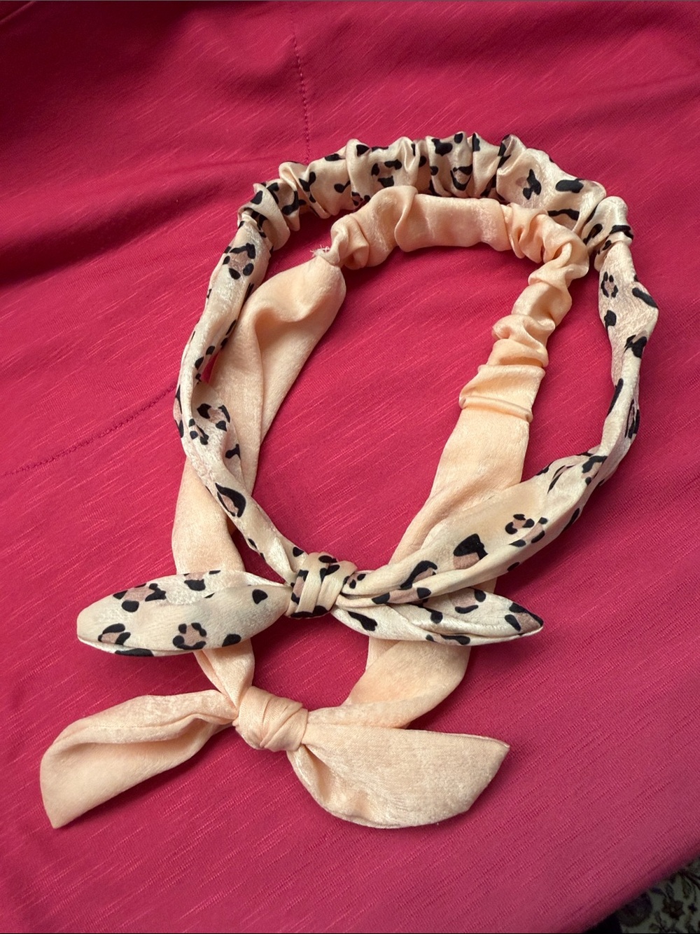 Peach Animal Print Knot Headband Duo - Unbranded